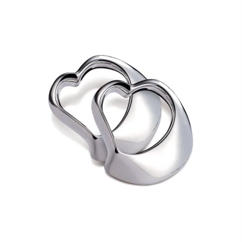 Legatovagliolo a forma di cuore in acciaio silver plated in confezione da 2 pezzi