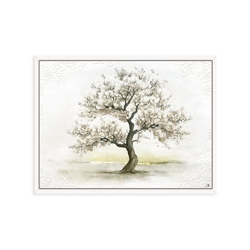 Quadro moderno con albero su pannello di legno dipinto di misura 59 cm X 44 cm