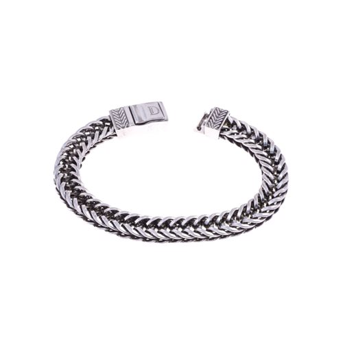 Bracciale Sostanza in argento 925 brunito con maglia a coda di volpe mis. 18,5 cm