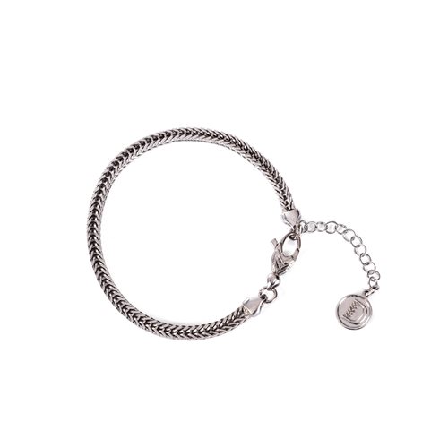 Bracciale Mini Essenza Platino in argento 925 brunito con maglia a coda di volpe mis. 16,5 cm con allungo