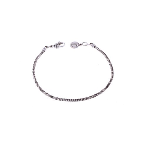 Bracciale Mini Essenza Tonda in argento 925 brunito con maglia a coda di volpe mis. 20,5 cm