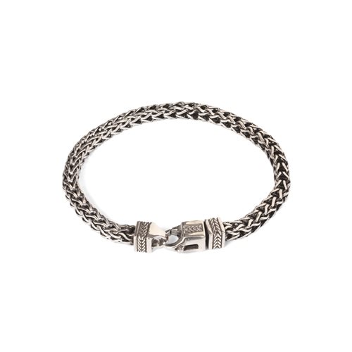 Bracciale Sostanza Quadrata in argento 925 brunito con maglia a coda di volpe mis. 18,5 cm