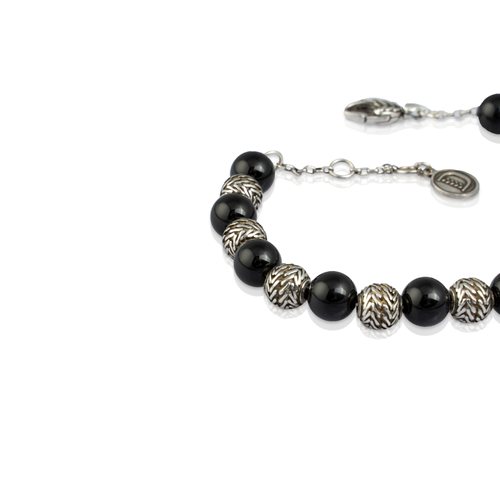 BRACCIALE CHICCHI DI TESORO CON ONICE  6mm realizzato in argento brunito 925 dal Brand Dueaerre 1938