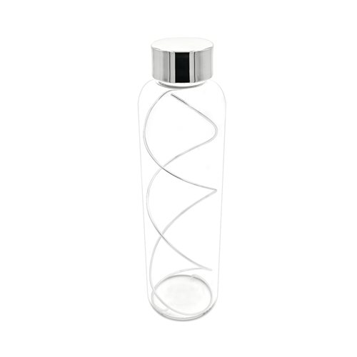 Bottiglia per tavola da 1 lt in vetro borosilicato con tappo e spirale antimicrobica in argento trilaminato