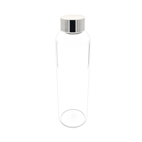 Bottiglia per tavola da 1 lt in vetro borosilicato con tappo in argento trilaminato
