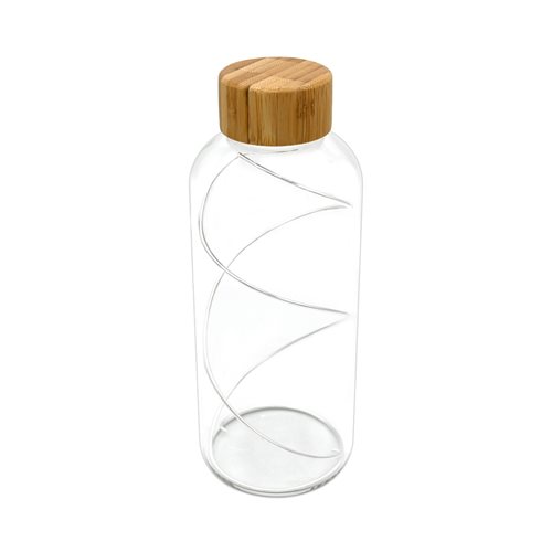 Bottiglia da 0,75 lt in vetro borosilicato con tappo in legno e spirale antimicrobica in argento trilaminato