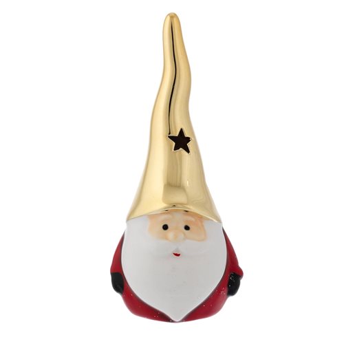 Profumatore per ambiente a forma di Babbo Natale con cappello dorato in ceramica colorata h. 11 cm