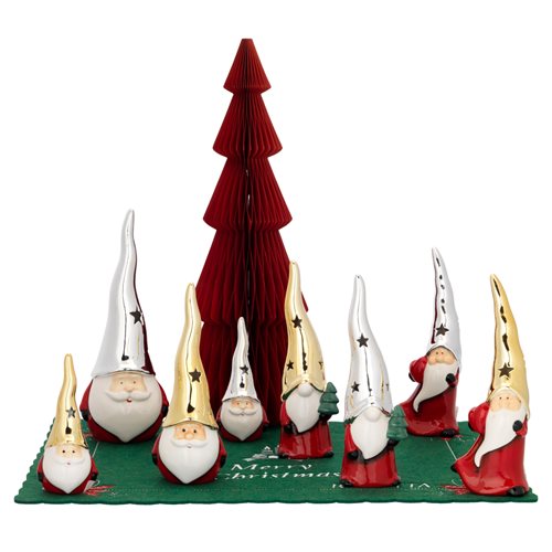 Expokit natalizio con 10 profumatori per ambiente a forma di Babbo Natale in ceramica colorata, dorata e argentata