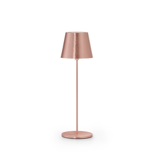 Lampada wireless Polaris Pro a stelo dritto in ottone con finitura ramata satinata, illuminazione regolabile e ricarica USB