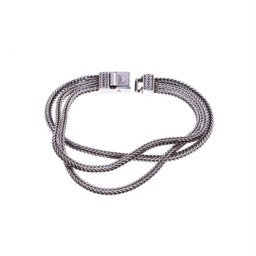 Bracciale Caos Apparente in argento 925 brunito con maglia a coda di volpe mis. 20,5 cm