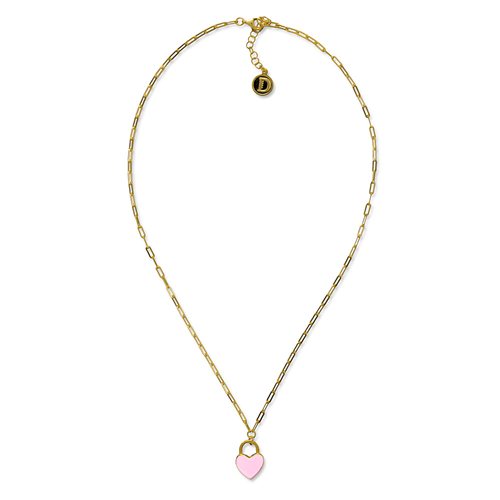 COLLANA PROMESSA CUORE ROSA DORATO realizzato in argento  925 dorato giallo dal Brand Dueaerre 1938