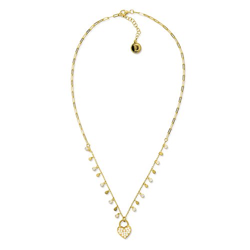 COLLANA PROMESSA CUORE DORATO E ZIRCONI realizzato in argento  925 dorato giallo dal Brand Dueaerre 1938