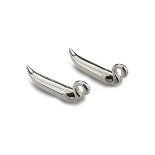 Coppia di poggiacoltelli a forma di cigno in metallo silver plated per bomboniera
