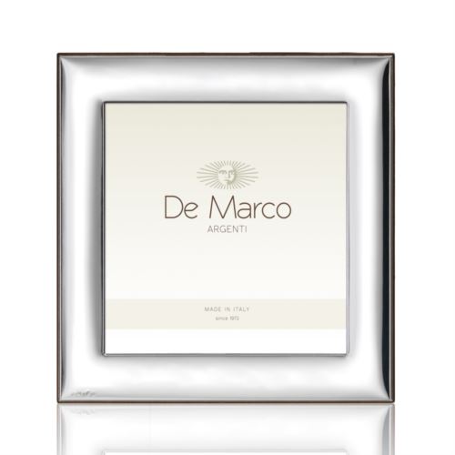 Cornice quadrata 10X10 in argento bilaminato a finitura liscia e lucida con retro in legno color mogano