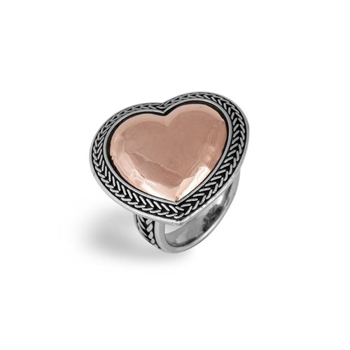 ANELLO CUORE DORO realizzato in argento 025 brunito dal Brand Dueaerre 1938