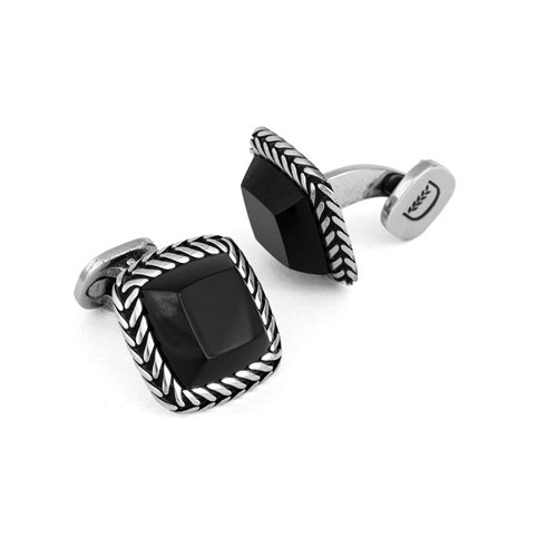GEMELLI QUADRATO CON ONICE realizzato in argento 925
 dal Brand Dueaerre 1938