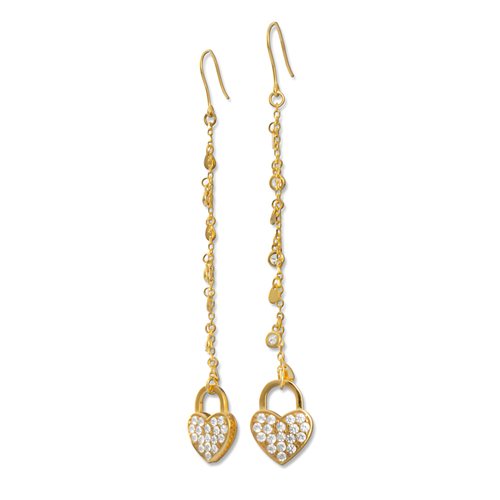 ORECCHINI PROMESSA CUORE DORATO E ZIRCONI realizzato in argento  925 dorato giallo dal Brand Dueaerre 1938