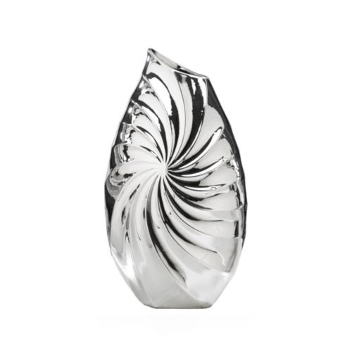 Vaso medio in ceramica argentata linea Onde con lavorazione a spirale