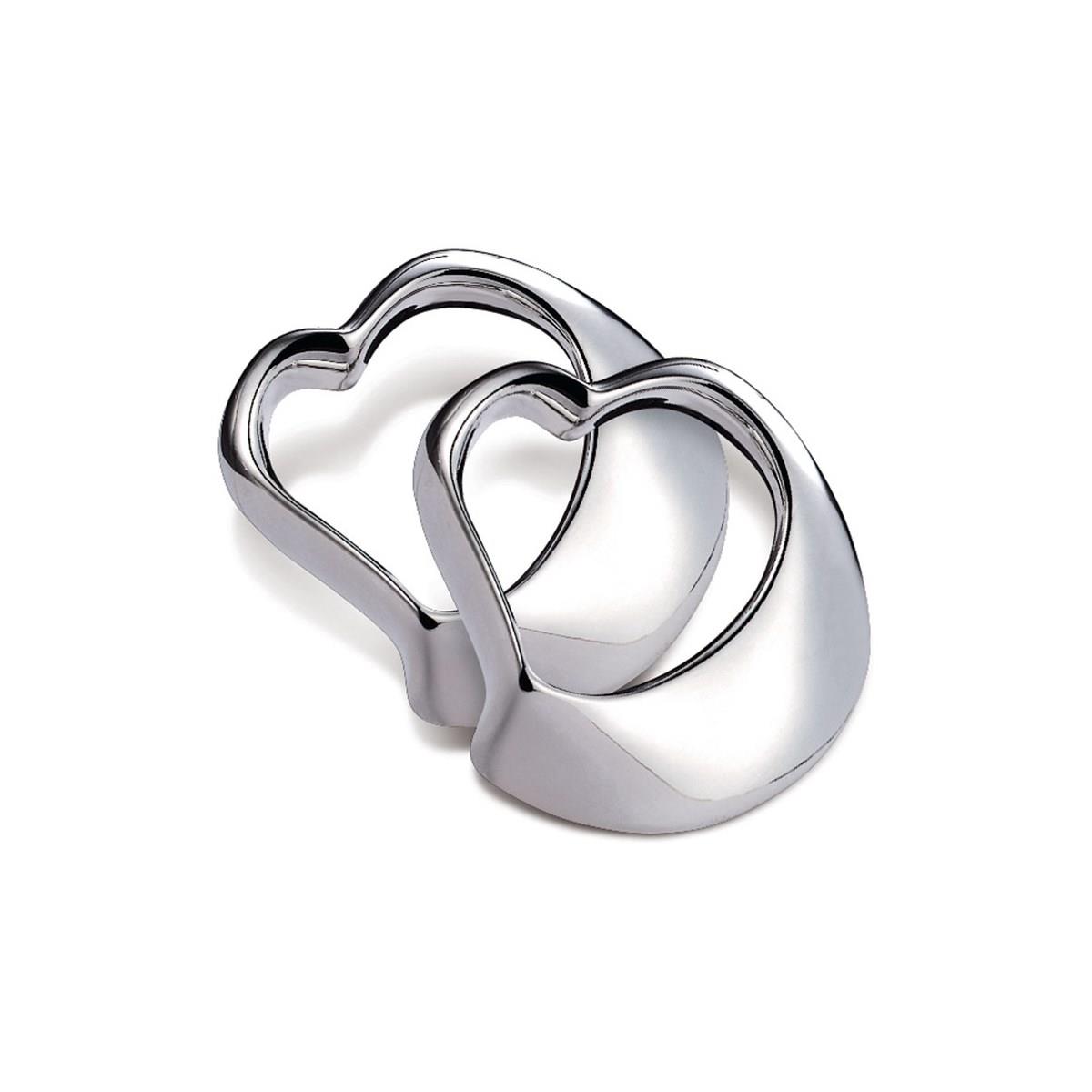 Legatovagliolo a forma di cuore in acciaio silver plated in confezione da 2 pezzi