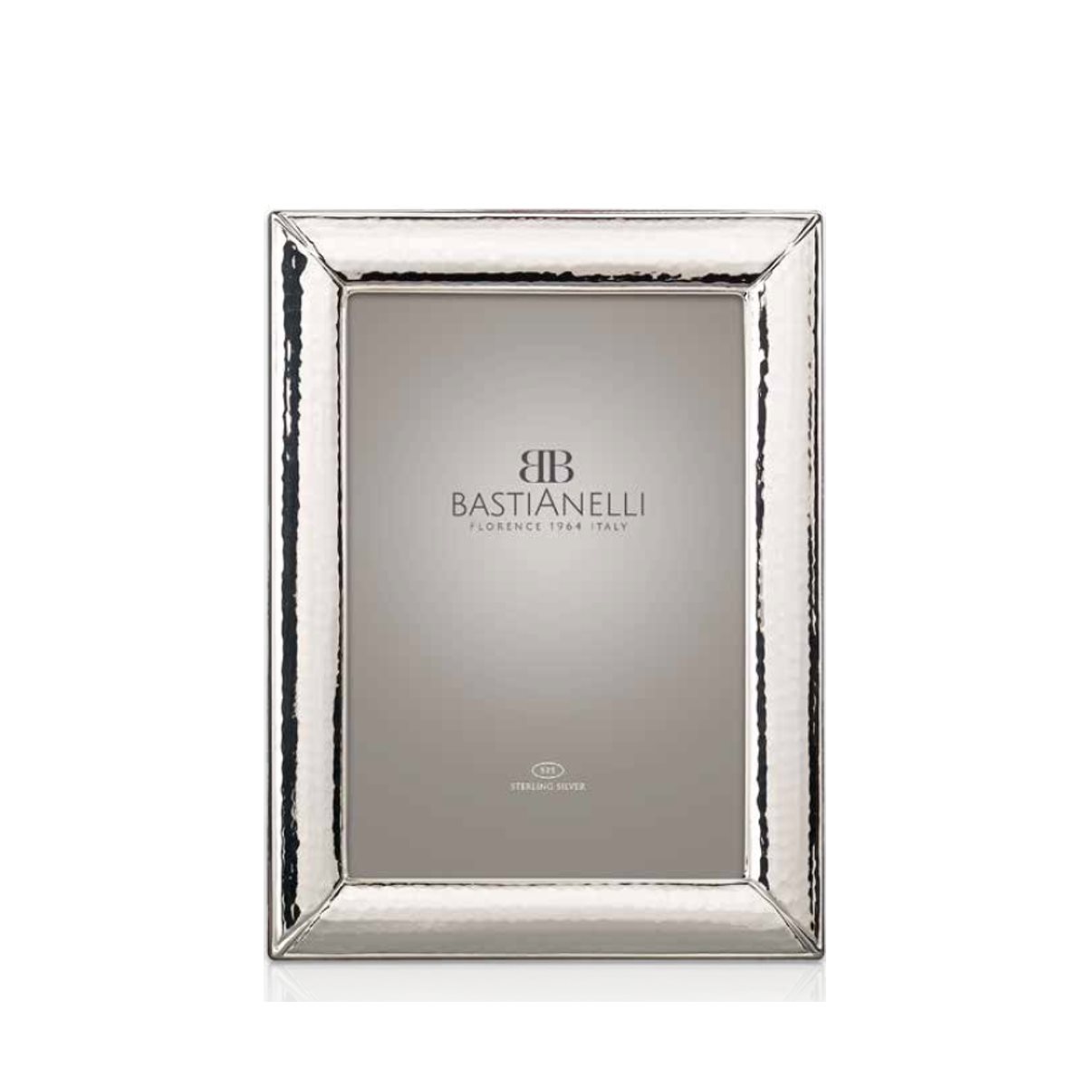 Cornice 6x9 martellata a fascia stretta in argento 925  con retro in legno