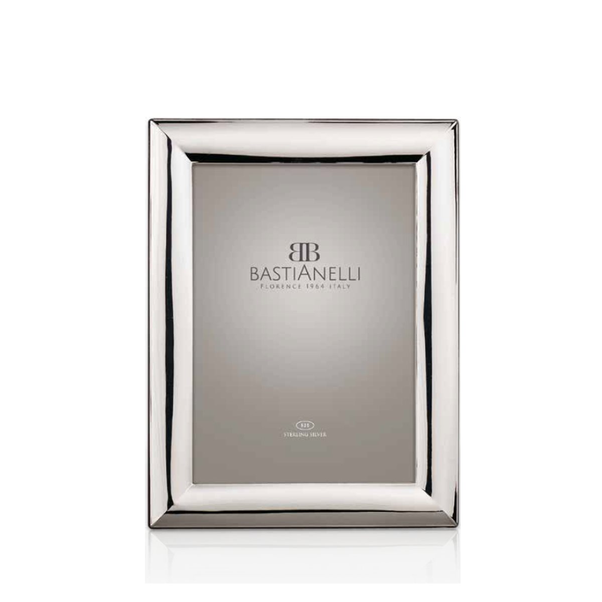 Cornice 10x15 liscia a fascia stretta in argento 925  con retro in legno
