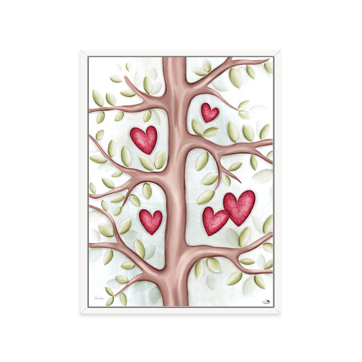 Quadro moderno con albero della vita su pannello verticale di legno dipinto di misura 59 cm x 44 cm