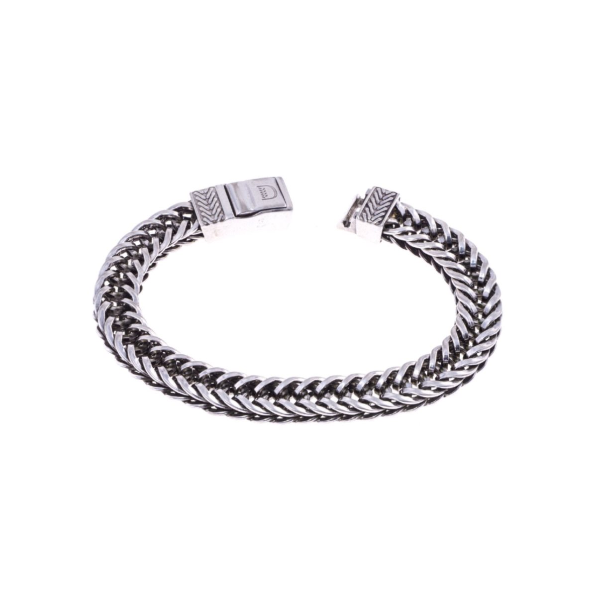 Bracciale sostanza in argento 925 brunito con maglia a coda di volpe mis. 18,5 cm