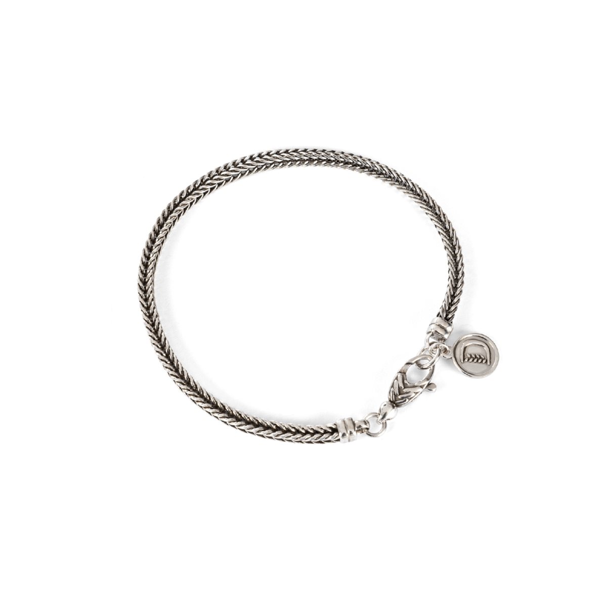 Bracciale mini essenza in argento 925 brunito con maglia a coda di volpe mis. 18,5 cm