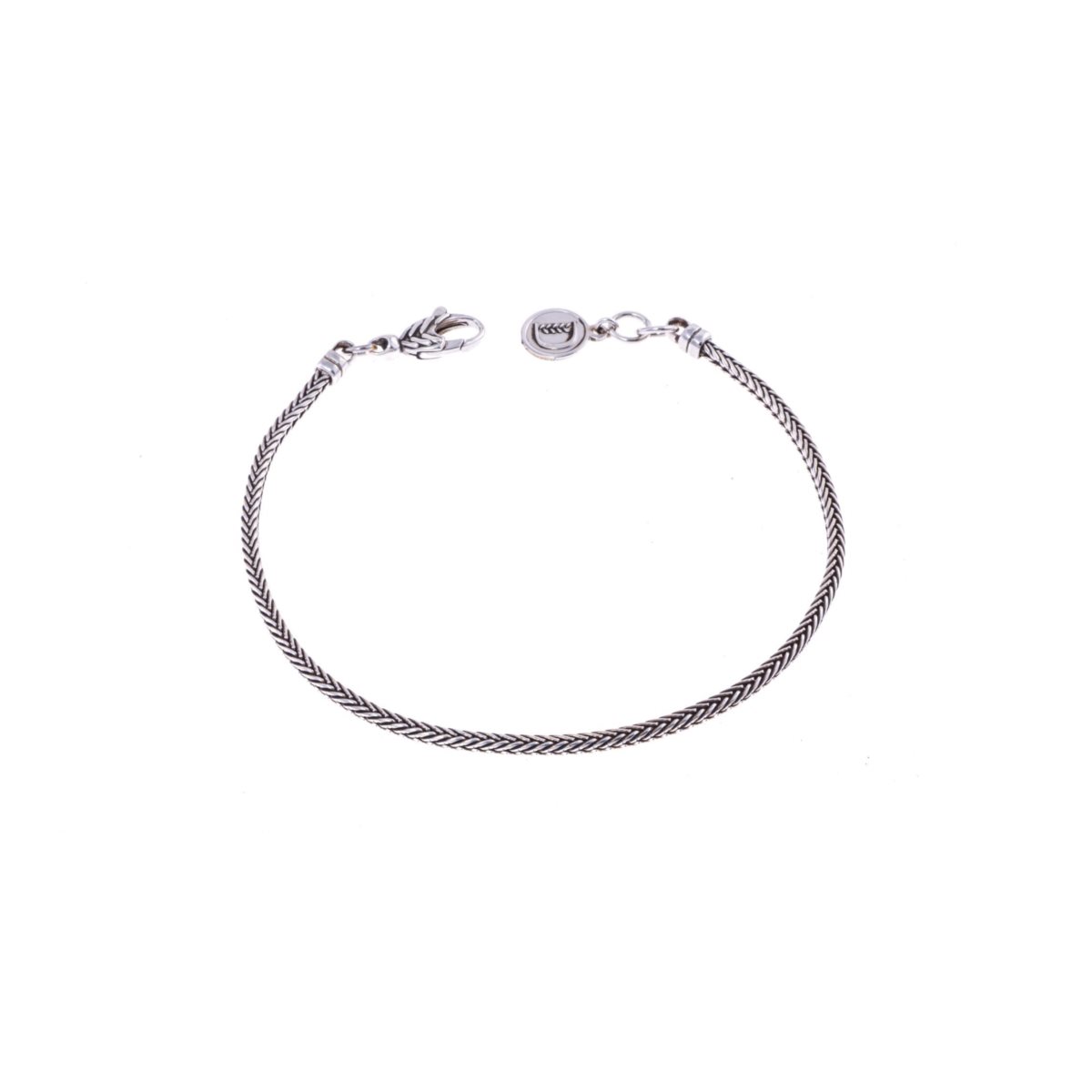 Bracciale mini essenza tonda in argento 925 brunito con maglia a coda di volpe mis. 20,5 cm