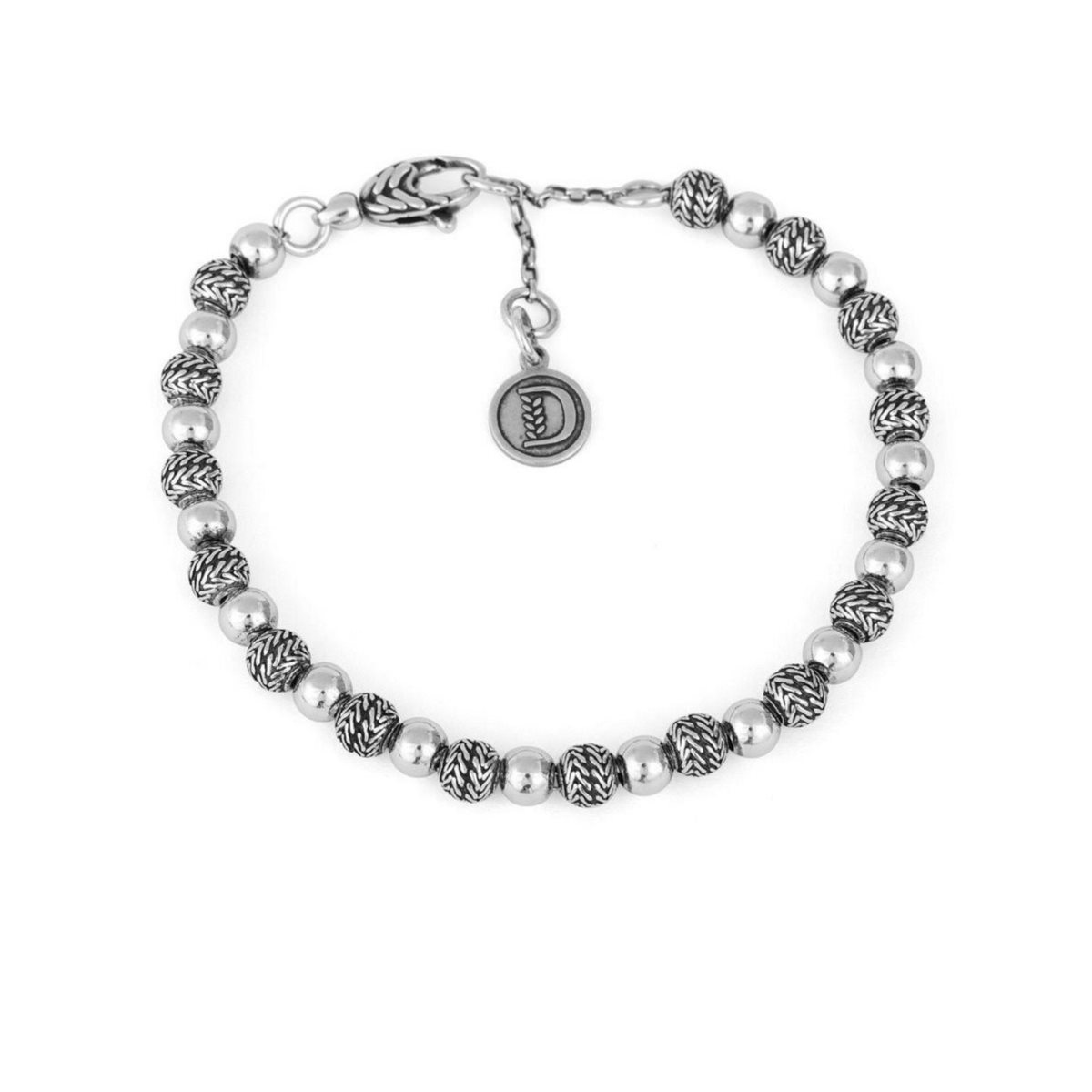 Bracciale chicchi di tesoro in argento  6mm realizzato in argento brunito 925 dal brand dueaerre 1938