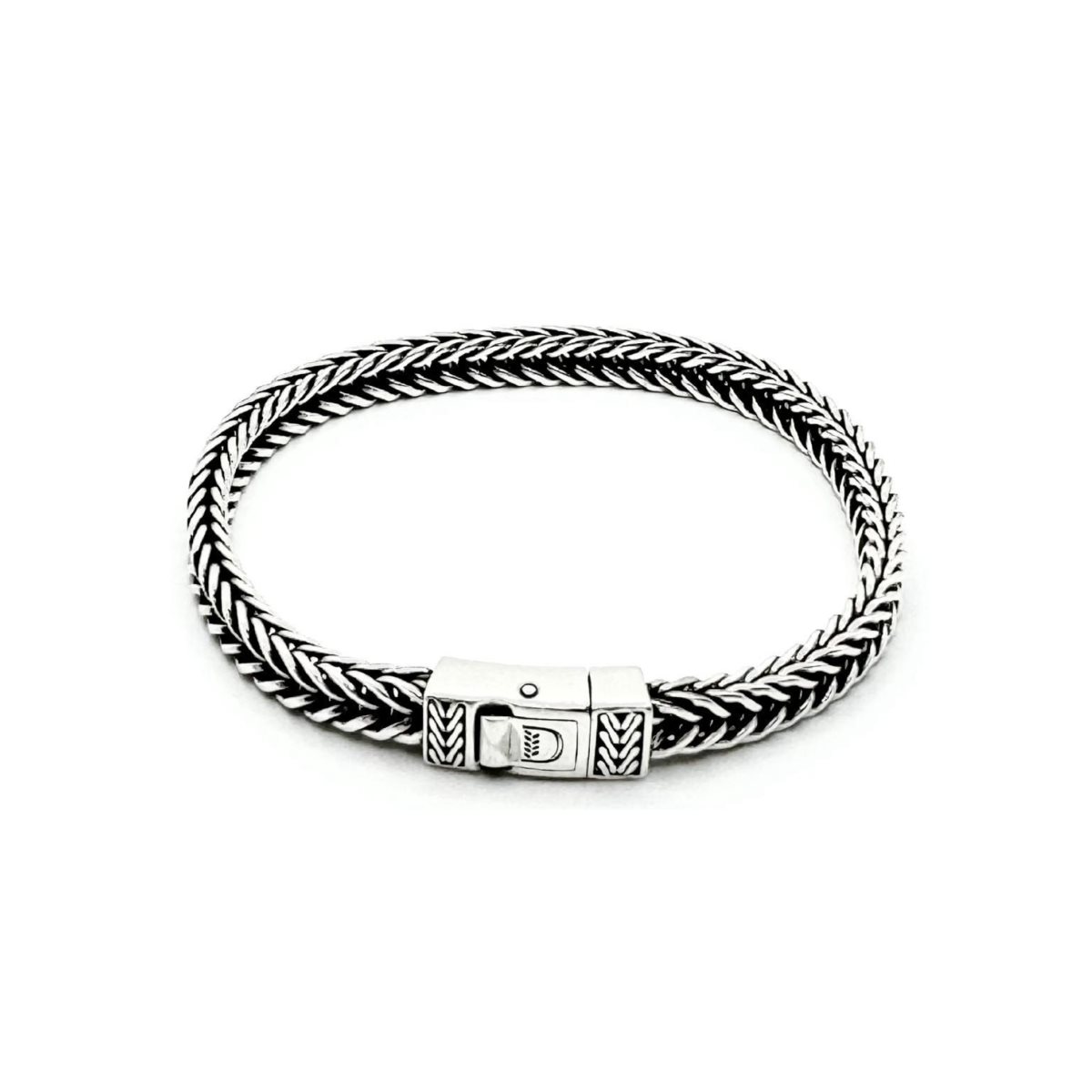 Bracciale mini sostanza in argento 925 brunito con maglia a coda di volpe mis. 16,5 cm