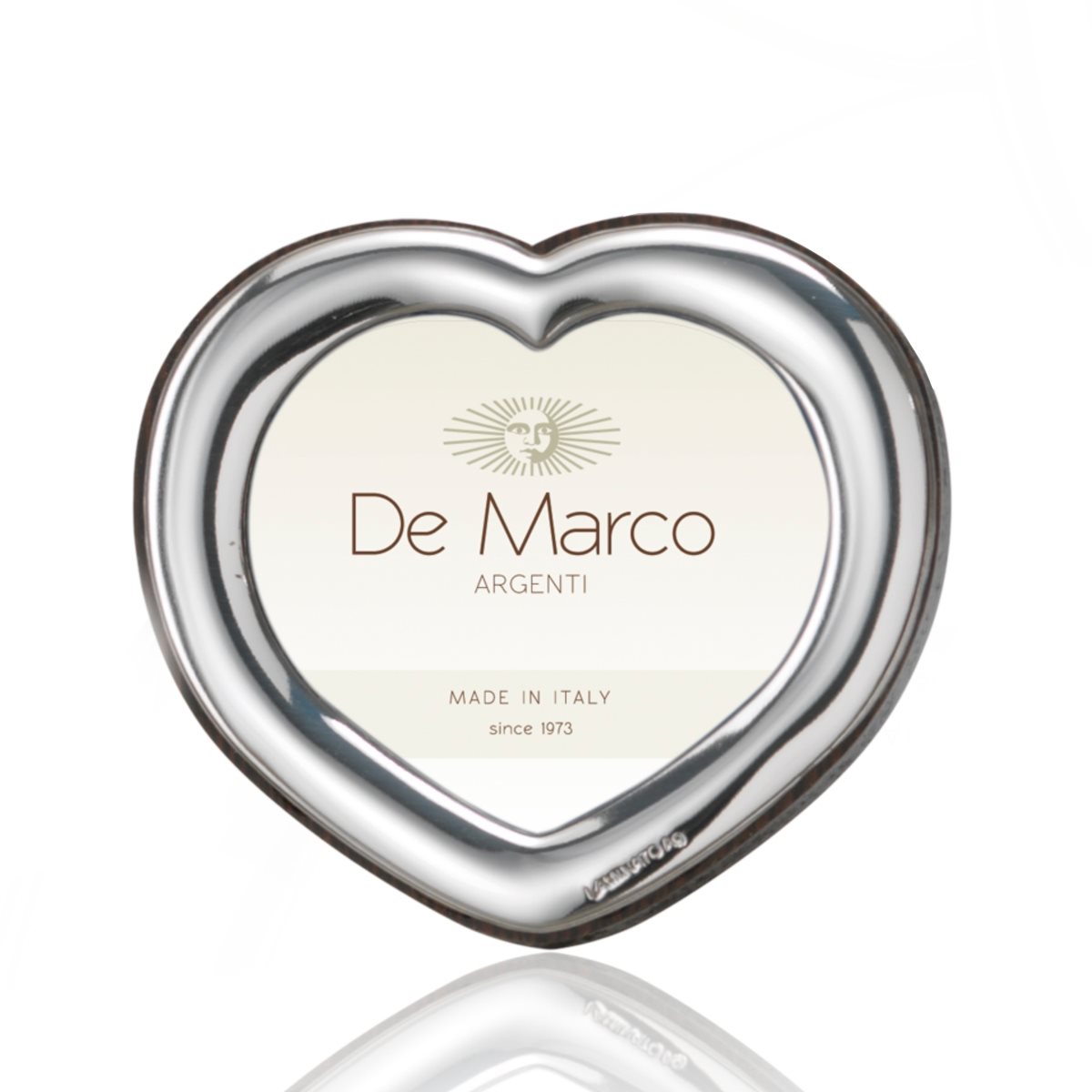 Cornice a cuore in argento bilaminato a finitura liscia con retro in legno mis. 9,5x9 linea delight