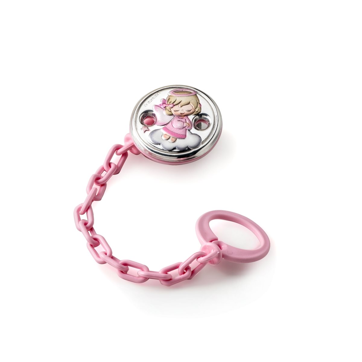 Pinza porta ciuccio per bimba con angioletto su nuvola