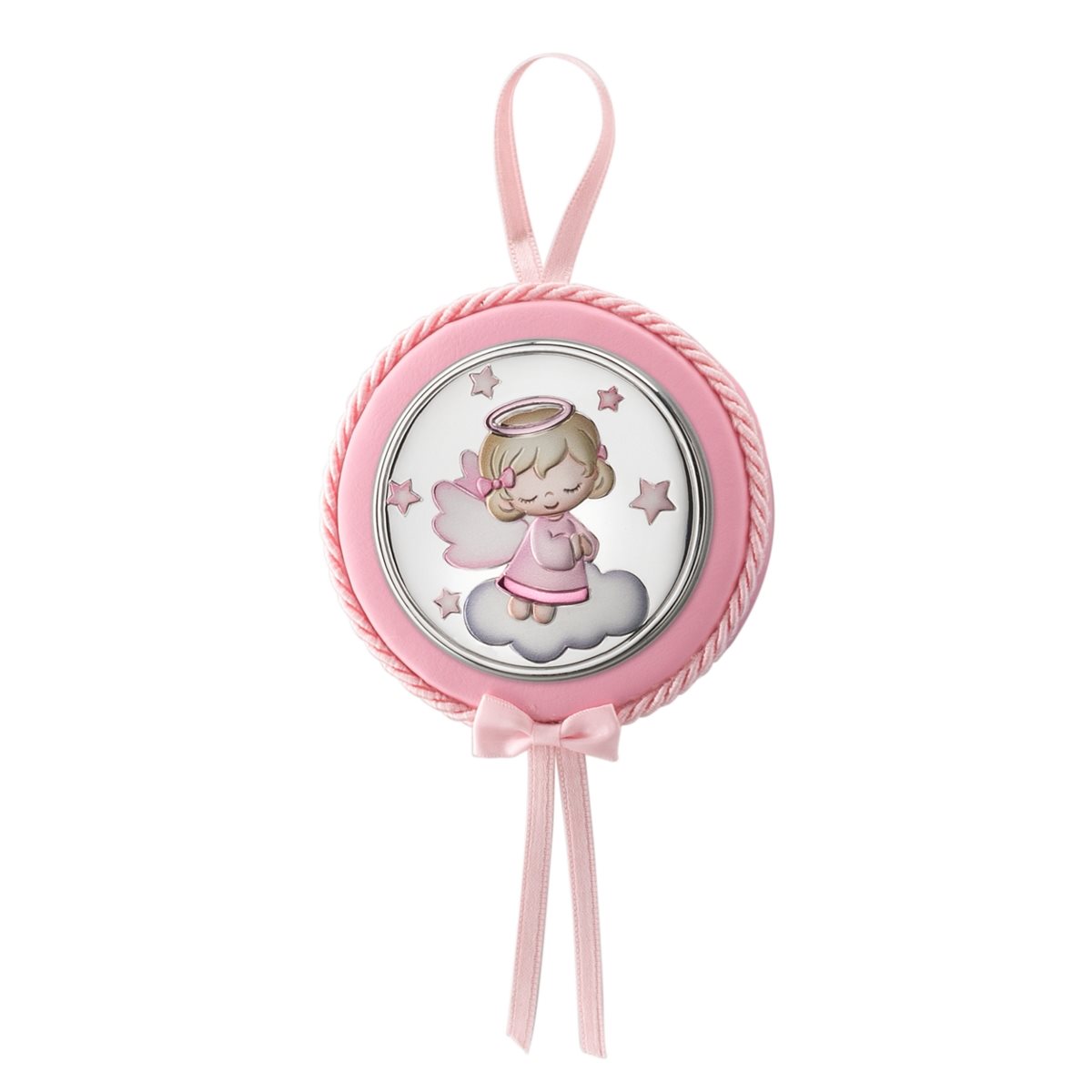 Capoculla con carillon per bimba decorato con un angioletto colorato sulla nuvola