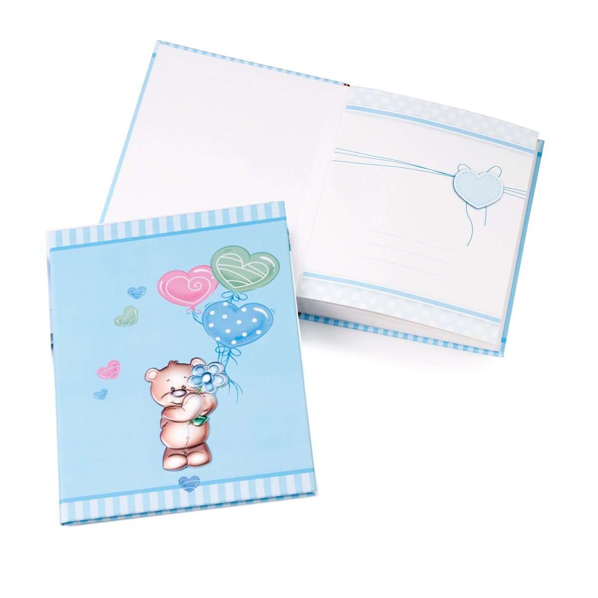 Album con blasone per bimbo con orsetto con fiore