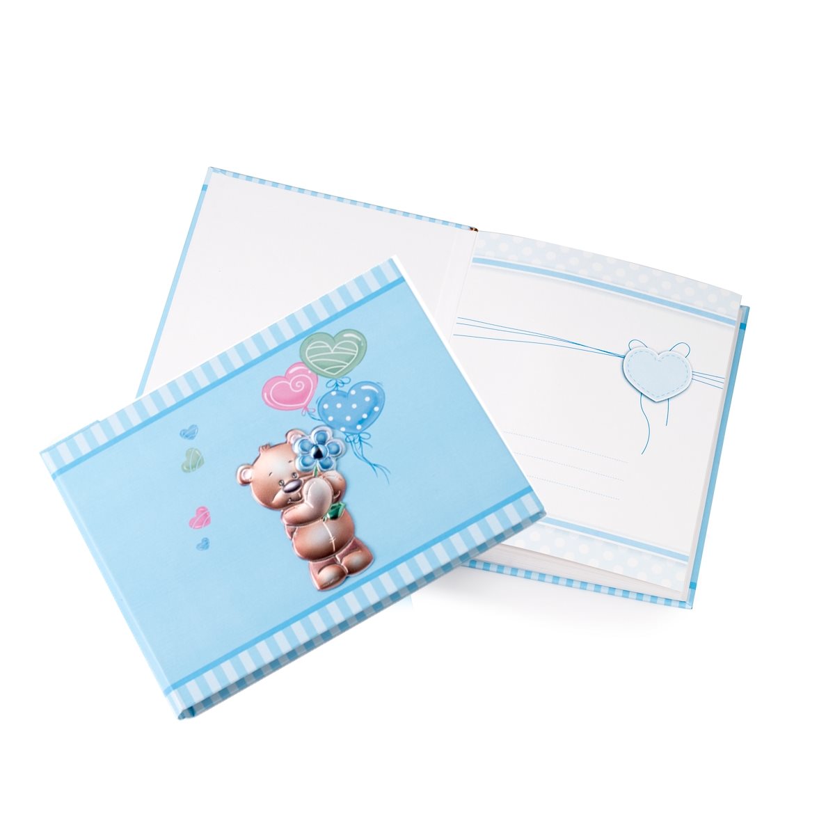 Album con blasone per bimbo con orsetto con fiore