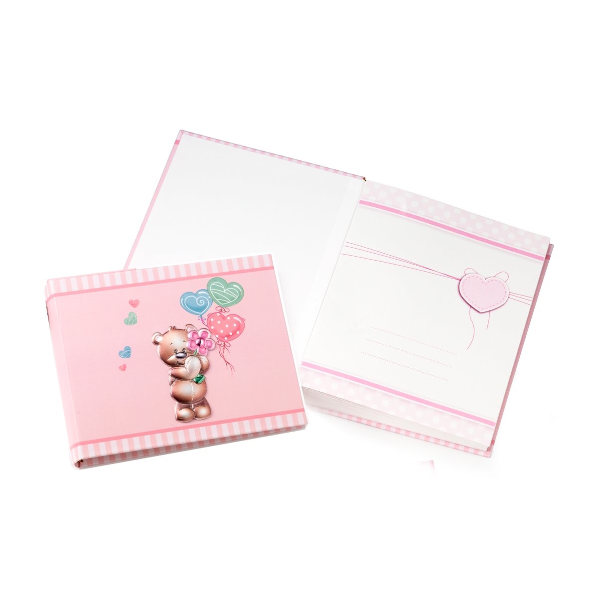 Album con blasone per bimba con orsetto con fiore