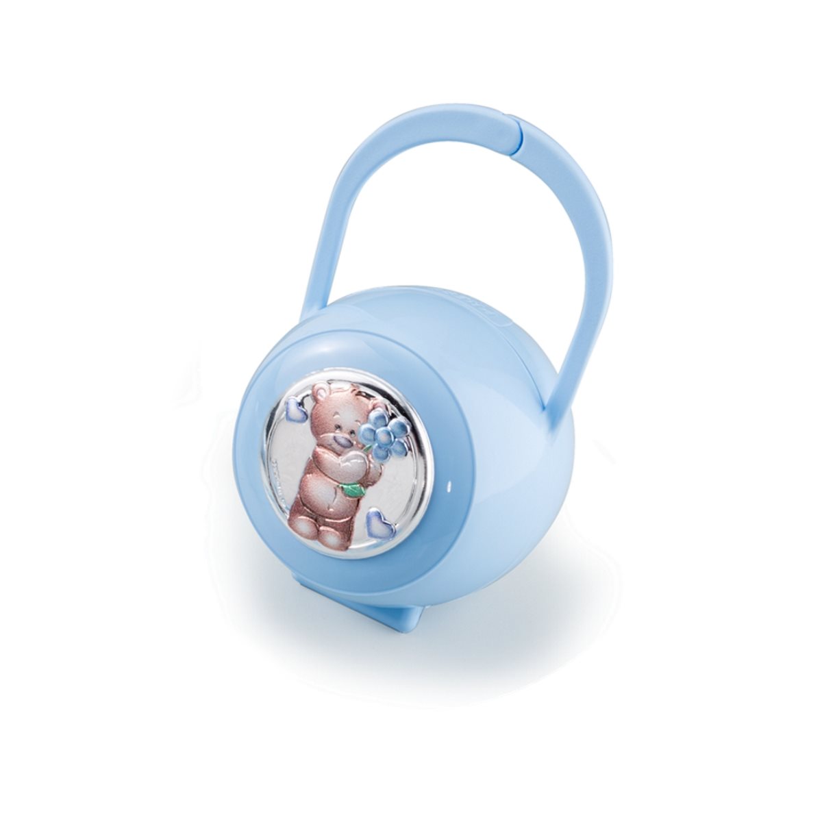 Porta ciuccio per bimbo con orsetto con fiore