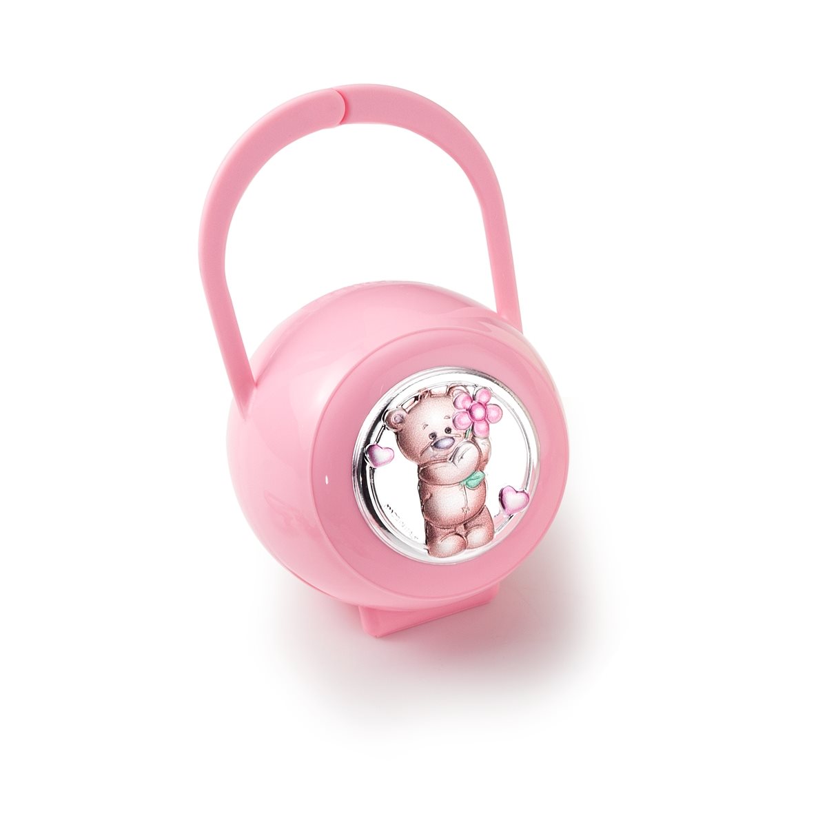 Porta ciuccio per bimba con orsetto con fiore