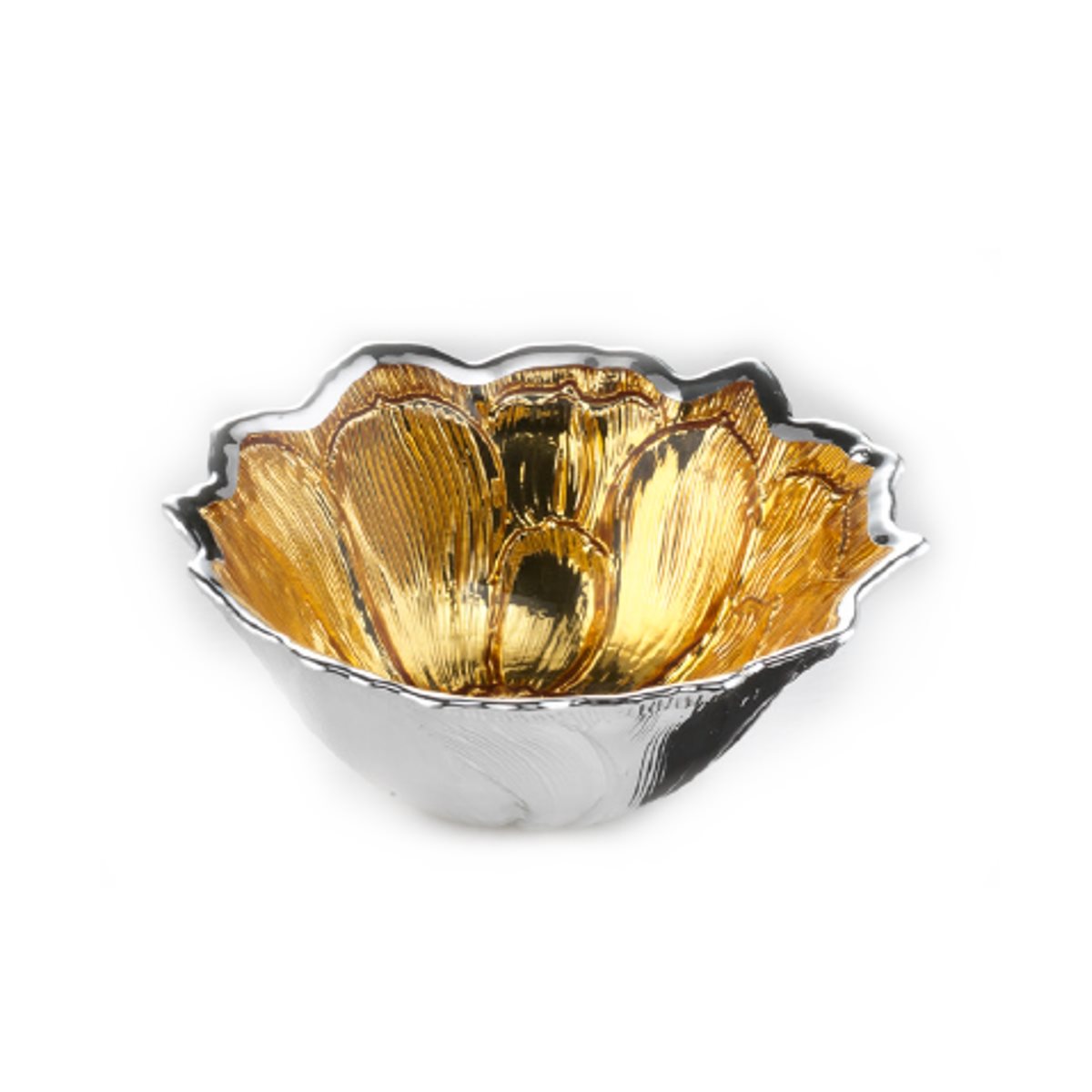 Ciotolina a fiore in vetro argentato e color oro collezione thilia