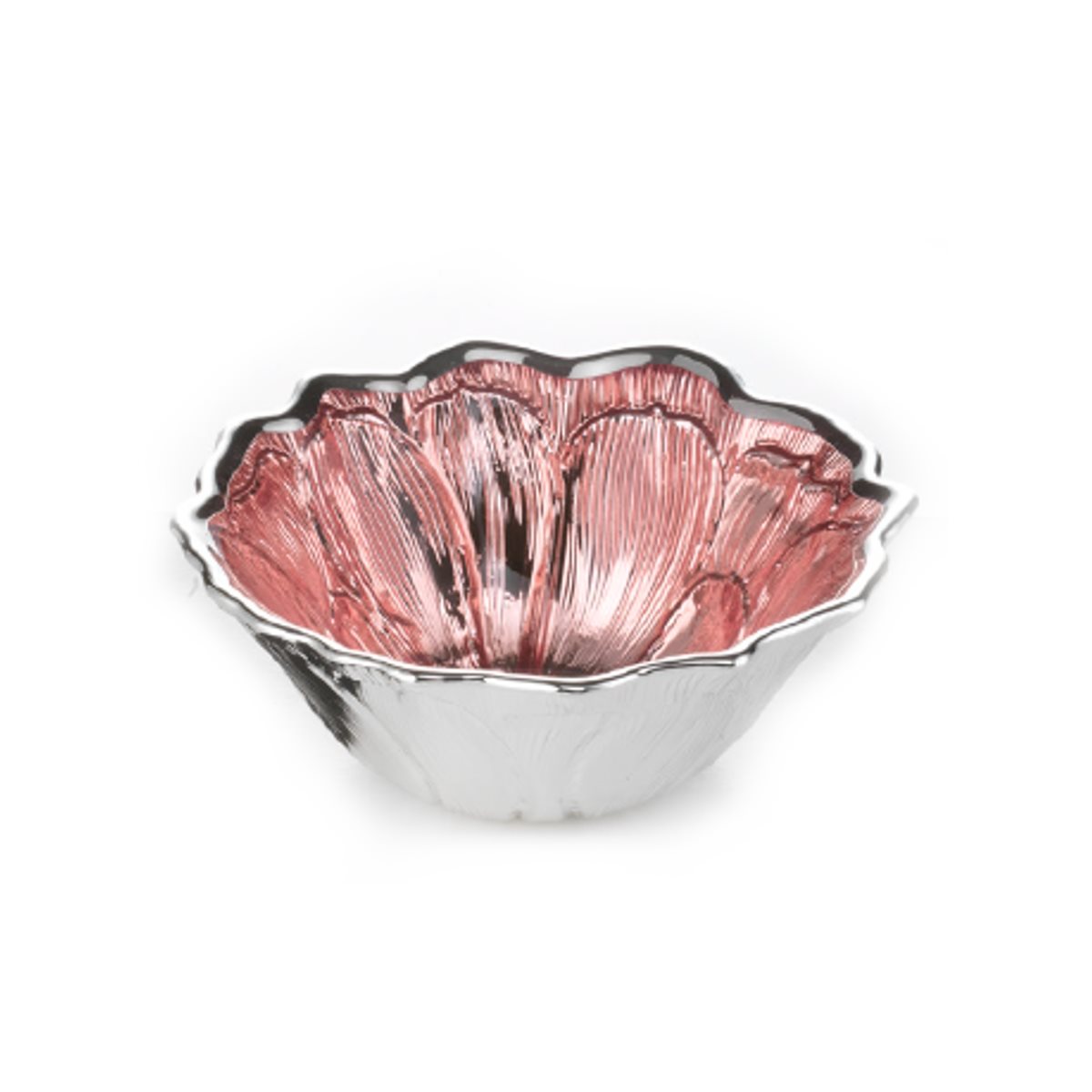 Ciotolina a fiore in vetro argentato e rosso collezione thilia