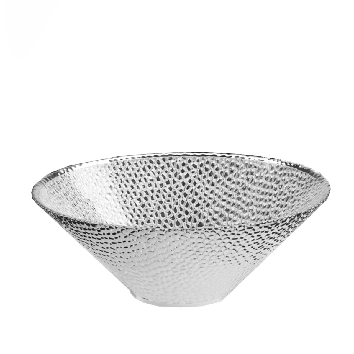 Ciotola centrotavola diam. 30 cm in vetro argentato con lavorazione craquel linea  hive