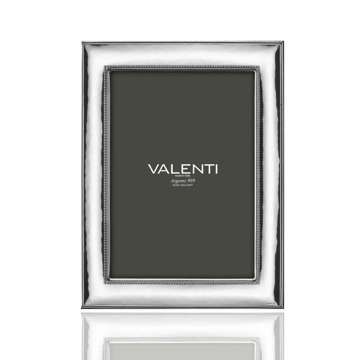 Cornice 9x13 in argento laminato con contorno interno a lavorazione perl