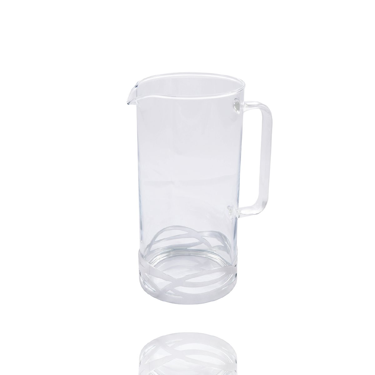 Caraffa in vetro con base in pvd con figure ellittiche diam. 9 cm x h. 22 cm