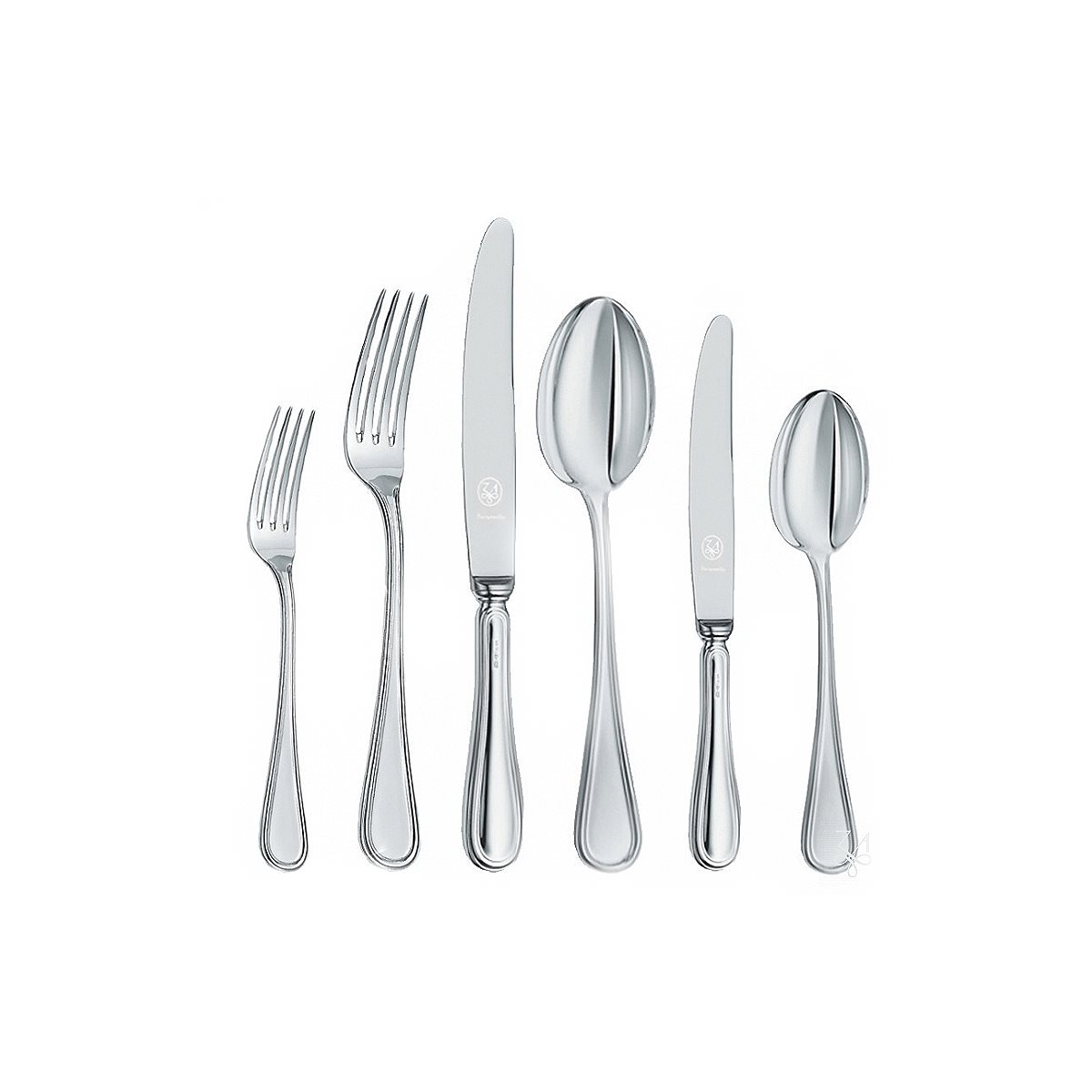 Servizio da 77 pezzi di posate in argento tit. 925 in stile inglese con peso di 3.900 grammi circa