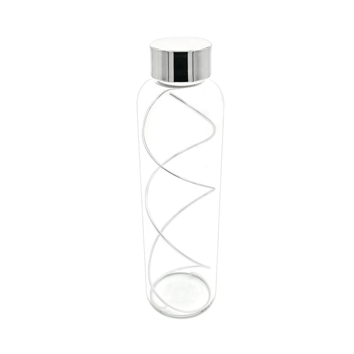 Bottiglia per tavola da 1 lt in vetro borosilicato con tappo e spirale antimicrobica in argento trilaminato