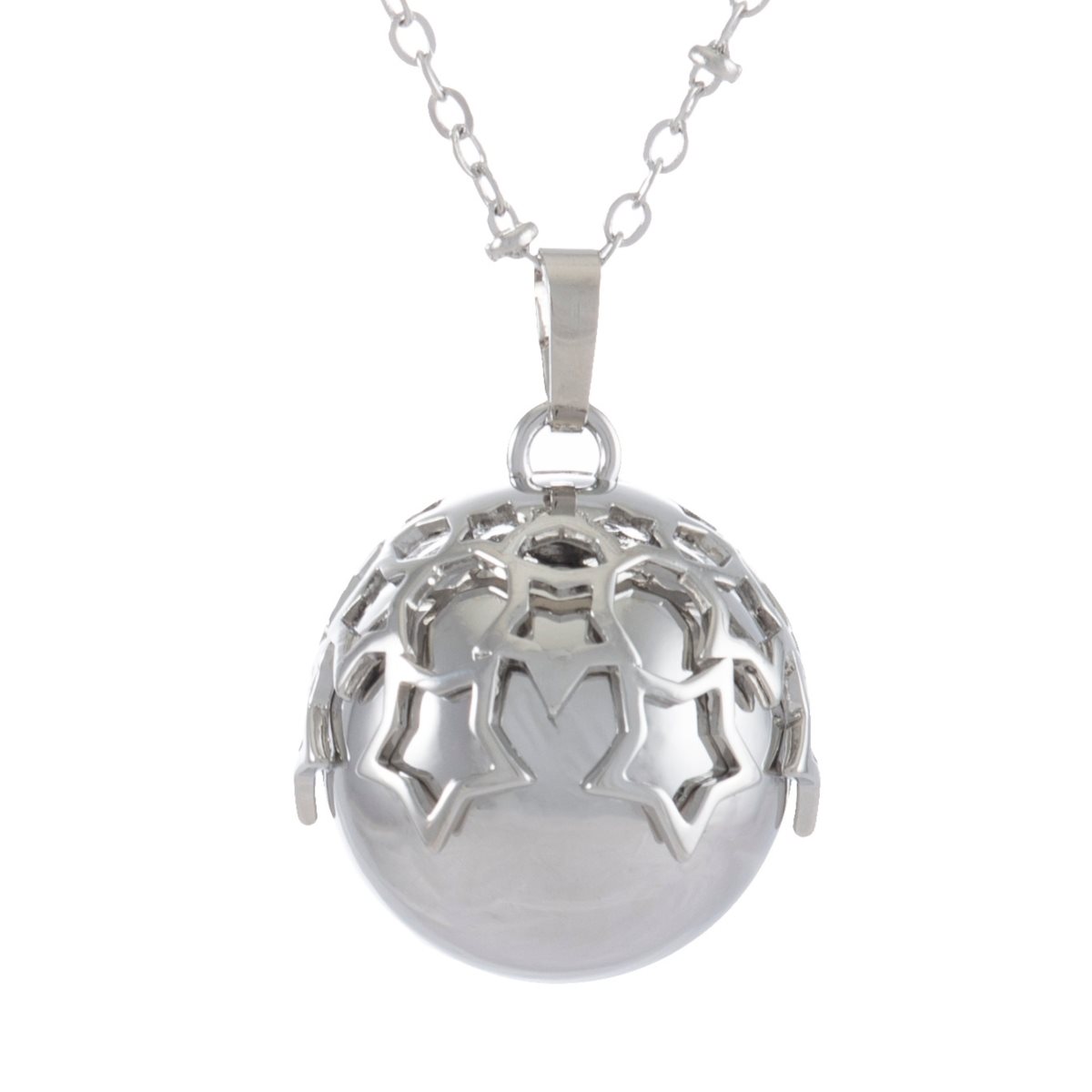 Catena con pendente chiama-angeli in argento laminato decorato con stelline