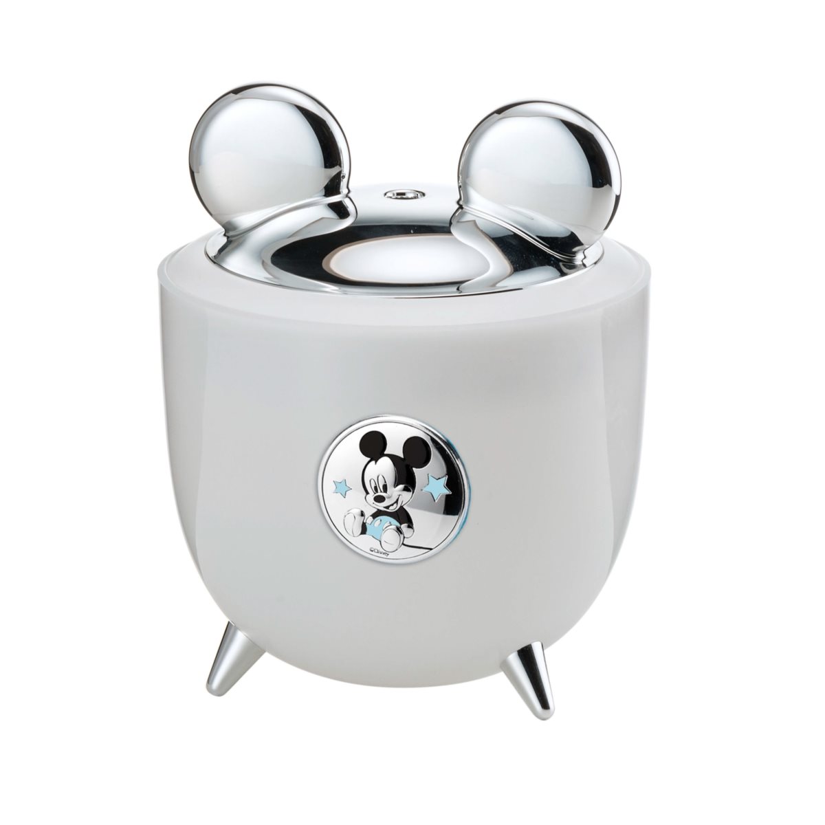 Umidificatore e diffusore per essenze walt disney con luce da compagnia notturna e blasone in argento laminato con mickey mouse