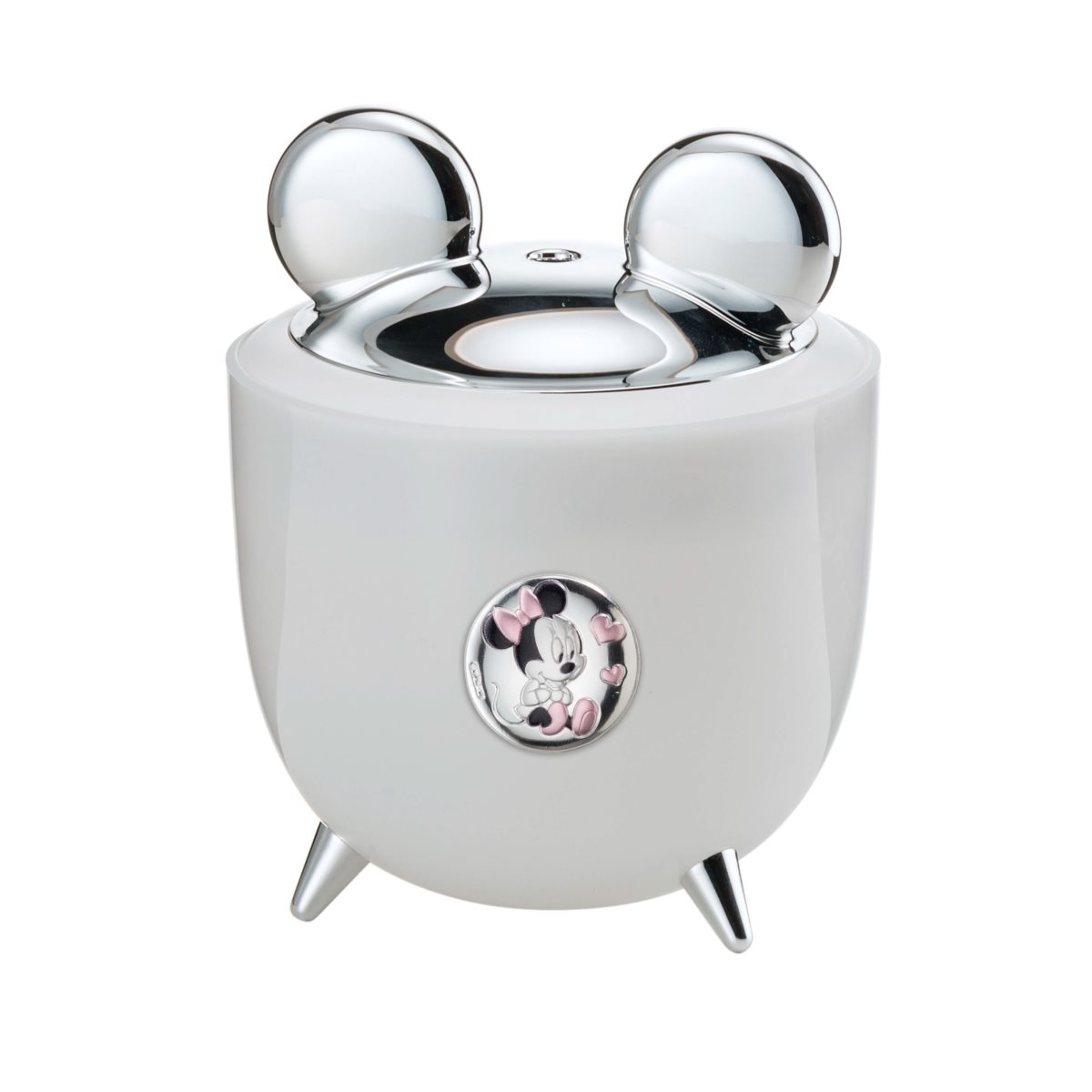 Umidificatore e diffusore per essenze walt disney con luce da compagnia notturna e blasone in argento laminato con minnie mouse