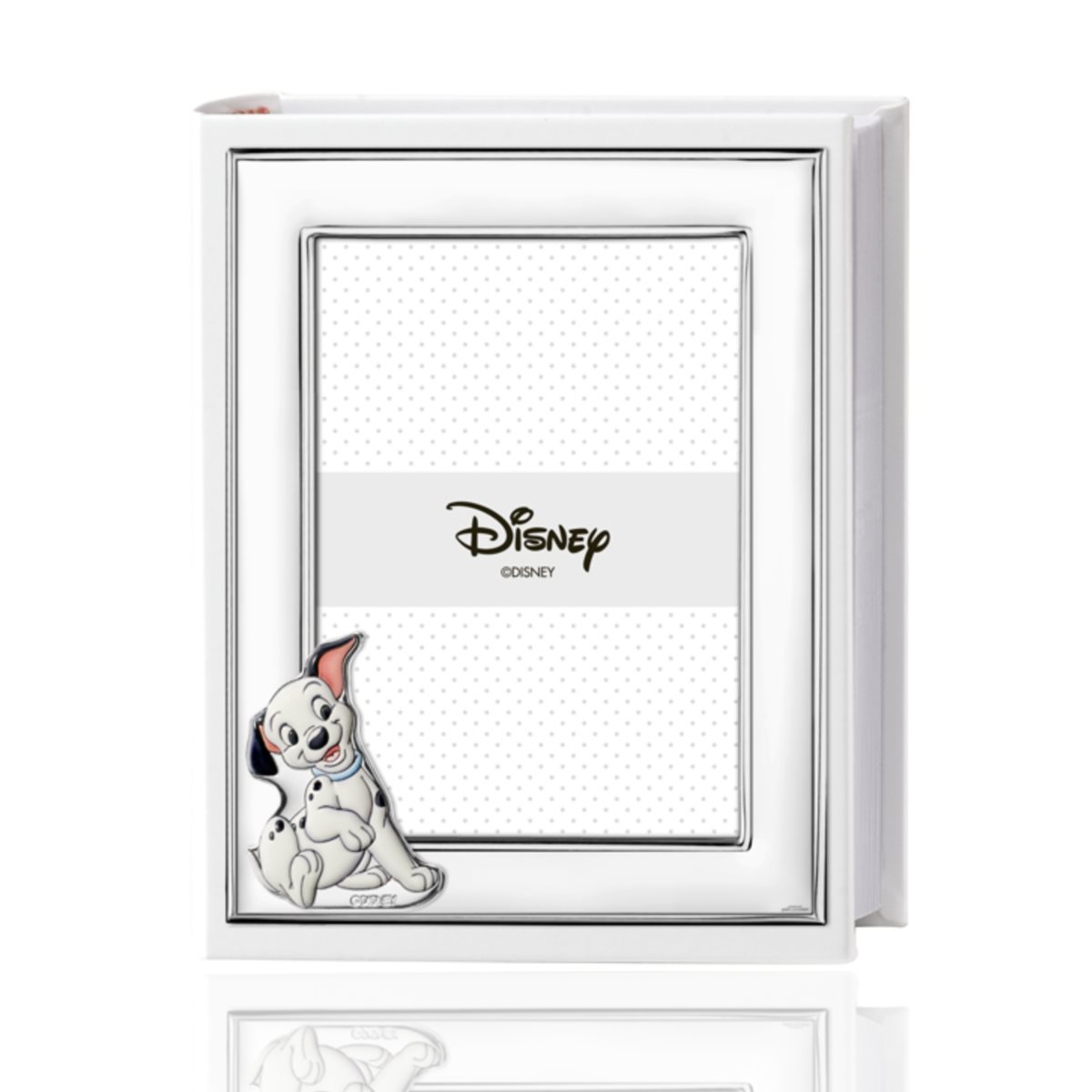 Album carica dei 101 per bambini in ecopelle bianca con portafoto in argento laminato collezione disney